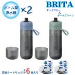 ブリタ ボトル型浄水器 アクティブ ダークブルー and ダークグリーン 容量600ml BPAフリー ストラップ付 カートリッジ 6個付 水筒 軽量 水 浄水