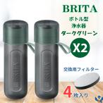 ブリタ ボトル型浄水器 アクティブ ダークグリーン x 2本 容量600ml BPAフリー ストラップ付 カートリッジ 4個付 水筒 軽量 水 浄水