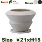  Io nia двойной L( диаметр 21cm×H15cm)( низ дыра есть /. тарелка есть )( керамика )( цветочный горшок / горшок покрытие )( посадочная машина / садоводство /..../ pot )