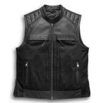 Harley Davidson  ハーレーダビッドソン　メンズ　レザー　ベスト  Men's Synthesis Pocket System Leather/Textile Vest