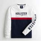 ショッピングホリスター ホリスター　Hollister　★6730　メンズ  ロングＴシャツ Colorblock Logo Graphic Tee ホワイト/ネイビー  USA直輸入  アメカジ アメリカン Tシャツ