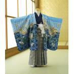 ショッピング七五三 七五三 5歳 男の子 着物 レンタル ミントブルー七宝にカブト 5才《身長》115cm前後★簡単な着付けマニュアル付き! 子供 着物〔羽織 袴〕セット 卒園式 結婚式