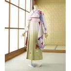 卒業式 女袴 レンタル  着物 白地染分け市松桜  袴 若草色ぼかし椿刺繍 95cm 身長 157cm〜163cm 大学 短大 専門学校 保育士 女子 袴レンタル 着物レンタル