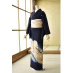 留袖とモーニング同時注文で10%OFF 黒留袖 レンタル 結婚式 手刺繍 藍ぼかし唐花《身長》159cm〜171cm位 留袖レンタル 着物レンタル 母親 礼装 高級正絹