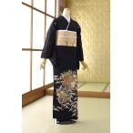 ショッピングレンタル 留袖とモーニング同時注文で10%OFF レンタル 留袖 黒留袖 群づる花車《身長》142cm〜154cm位 正絹 着物レンタル 結婚式 母親 親族 列席 黒留袖レンタル 留め袖