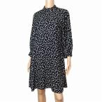 新品/ザラベーシック ZARA BASIC ドット柄ワンピース 表記L(11号〜大きいサイズ 13号相当) 黒/ブラック 長袖 伸縮 春夏向け レディース