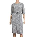 ショッピングママン 美品/ジュエルママン JEWEL MAMAN ワンピース 表記 9号 M 相当 黒系 レディース 春 夏 5分袖 前開き クラシカル ノーカラー 薄手 ミモレ丈