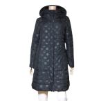 美品/リーブル liblre ダウンコート ダウン90% 表記 M 9号 38号 相当 古着 黒 ブラック レディース 秋 冬 フード付き 水玉 ドット 軽量