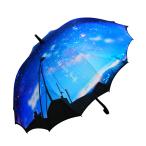 ショッピング骨傘 傘 16本骨 ワンタッチ 桜骨構造 耐風骨 軽量 おしゃれ レイングッズ 女性 レディース 藤田屋 一枚張り長傘 星空 DA-2171