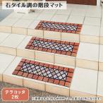 【商品レビュー投稿で1000円オフクーポン配布中】　石タイル調の階段マット(テラコッタ)×2枚 屋外 玄関 泥除け 汚れ落とし 滑り止め 北欧