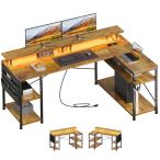 YeTom l字デスク幅130cm LEDライト付き �