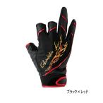 （25年12月新商品） がまかつ ストレッチフィッシンググローブ（3本切） GM-7308 ブラック×レッド Mサイズ