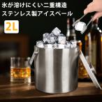 アイスペール 2L ステンレス 二重構造 氷入れ容器 保冷 溶けにくい アイスバケット トング付き アイスネット付き 家庭用 ウイスキー カクテル