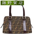 フェンディ FENDI ズッカ柄 ミニハンドバッグ キャンバス レザー ブラウン シルバー金具 フェンディ ハンドバッグ 中古 8186