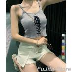 キャミソール レースアップ リブニ