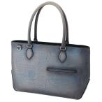 ショッピングターコイズ 富士屋◆ ベルルッティ BERLUTI パティーヌ トゥジュール スクリット カリグラフィ グレー×ターコイズ トートバッグ