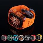透明ハードケース Richard Mille Styleアップルウォッチ バンド フッ素ゴムバンド付き Apple Watch 44mm/45mm用 ラグジュアリー クリア 軽量 全面保護 バンパー