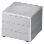 重箱 6.5寸彩重 銀内黒 3段重  ABS樹脂製 f48-26-13-3