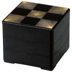 ショッピング重箱 重箱 5.5寸彩重 黒松葉市松内黒 3段  ABS樹脂製 f48-34-29-3