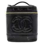CHANEL Chanel косметичка A01998 сумка эмаль здесь Mark черный × Gold металлические принадлежности женский б/у бесплатная доставка 