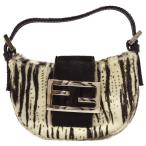 Yahoo! Yahoo!ショッピング(ヤフー ショッピング)FENDI フェンディ ハラコ ゼブラ柄 アクセサリーポーチ　マイクロバッグ  アイボリー系×ダークブラウン レア 希少 レディース 中古 送料無料