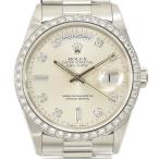 ロレックス ROLEX デイデイト メンズウォッチ 腕時計 ダイヤベゼル シルバー文字盤 X番 Pt/AT 18346 メンズ 中古 送料無料