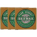 セックスワックス(SEXWAX) ワックス サーフィン 用 クイックハンプス 3X グリーン ラベル 3個セット