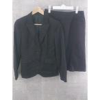 * a'airea* L полоса 2B колени длина одиночный юбка костюм выставить верх и низ 38 черный женский 