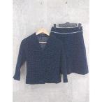 * ROPE Rope полька-дот точка гонки 7 минут рукав жакет колени длина юбка костюм верх и низ выставить M темно-синий * 1002800305162