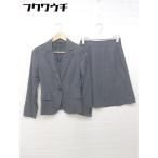 * THE SUIT COMPANY She полоса 1B колени длина одиночный юбка костюм верх и низ выставить размер 36 серый серия женский 