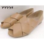 ◇ ◎ neue diffusion ノイエディフュージョン オープントゥ フラット シューズ サイズ23 ブラウン レディース
