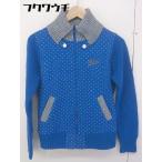◇ FILA GOLF フィラゴルフ ジップアップ ロゴ 刺繍 水玉 ドット 切替 長袖 ジャケット サイズM ブルー グレー メンズ