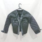 * Bou Jeloud внутри сторона боа стеганое полотно одноцветный длинный рукав жакет пальто размер M темно-синий женский E