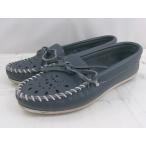 ◇ MINNETONKA ミネトンカ 209V CUT OUT LEATHER MOC モカシン シューズ サイズ5 ダークグレー系 レディース E