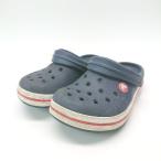 ◇ CROCS クロックス ジュニア ブランドロゴ カスタム デューク キッズ サンダル サイズJ2 ネイビー メンズ E