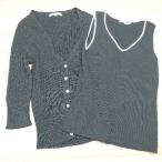 * { 23 район продажа комплектом 2 позиций комплект размер 38 одноцветный трикотаж V шея кардиган / лучший женский } E