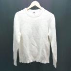 ◇ UNIQLO ユニクロ ケーブル クルーネック ストレッチ シンプル オシャレ 長袖 ニット サイズM クリーム レディース E