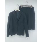 * ORIHICAolihika шелк . колени длина юбка костюм выставить верх и низ размер 11 темно-синий женский P