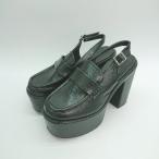 * newlyme толщина низ Loafer sling задний дизайн прекрасный ножек стиль выше сандалии размер 24cm черный женский E