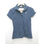 ◇ ◎ ●美品● Abercrombie & Fitch アバクロンビー&フィッチ ストレッチ 半袖 ポロシャツ サイズM ネイビー レディース P