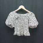 ショッピングダルメシアン ◇ INGNI クルーネック ダルメシアン柄 夏向け フェミニン 七分袖 ブラウス サイズM ホワイト ブラック レディース E