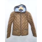 ◇ LAVENHAM ラベンハム フード キルティング シンプル ロゴ 長袖 ジャケット サイズ36 ブラウン レディース P