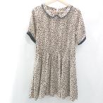 ◇ MAJESTIC LEGON マジェスティックレゴン ダルメシアン柄 キレイめ 半袖 膝上 ワンピース サイズF ベージュ レディース E