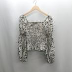 ◇ ⊇ who's who Chico ダルメシアン柄 パフスリーブ 長袖 カットソー サイズF ホワイト ブラック レディース E