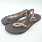 ◇ ⊂ ハワイアナス ビーチ　ハワイ系 ビーチサンダル サイズ35-36 ボルドー系 レディース E