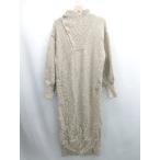 ◇ ⊇ ベルーナ 防寒性良好 長袖 ロング丈 ワンピース サイズM ベージュ系 レディース E