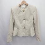 ◇ ⊂ ZARA ザラ ボタン装飾 長袖 ペプラムレザーエクリュ サイズS ベージュ系 レディース E