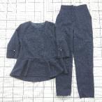 ショッピング神戸 レタス ◇ ⊃ KOBE LETTUCE 神戸レタス カジュアル系 バックボタンブラウス ストレートパンツ サイズＭ ネイビー系 レディース E