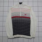 ◇ ⊇ TOURSTAGE ツアーステージ ゴルフ ボーダー柄 ハーフジップ 長袖 ニット サイズL ホワイト系 メンズ E