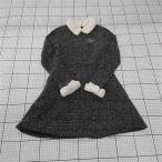 ◇ ⊇ ジェニィラブ キッズ 子供服 ツイードニット ラメ 長袖 ワンピース サイズ150 ブラック グレー系 レディース E
